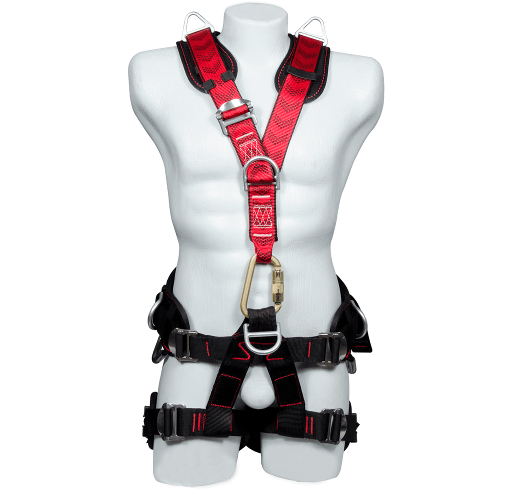 Arnés anticaídas de sujeción pélvico-pectoral en X con 7 puntos
